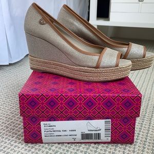 Tory Burch Majorca 85mm Logo Wedge sandal.  Size 8